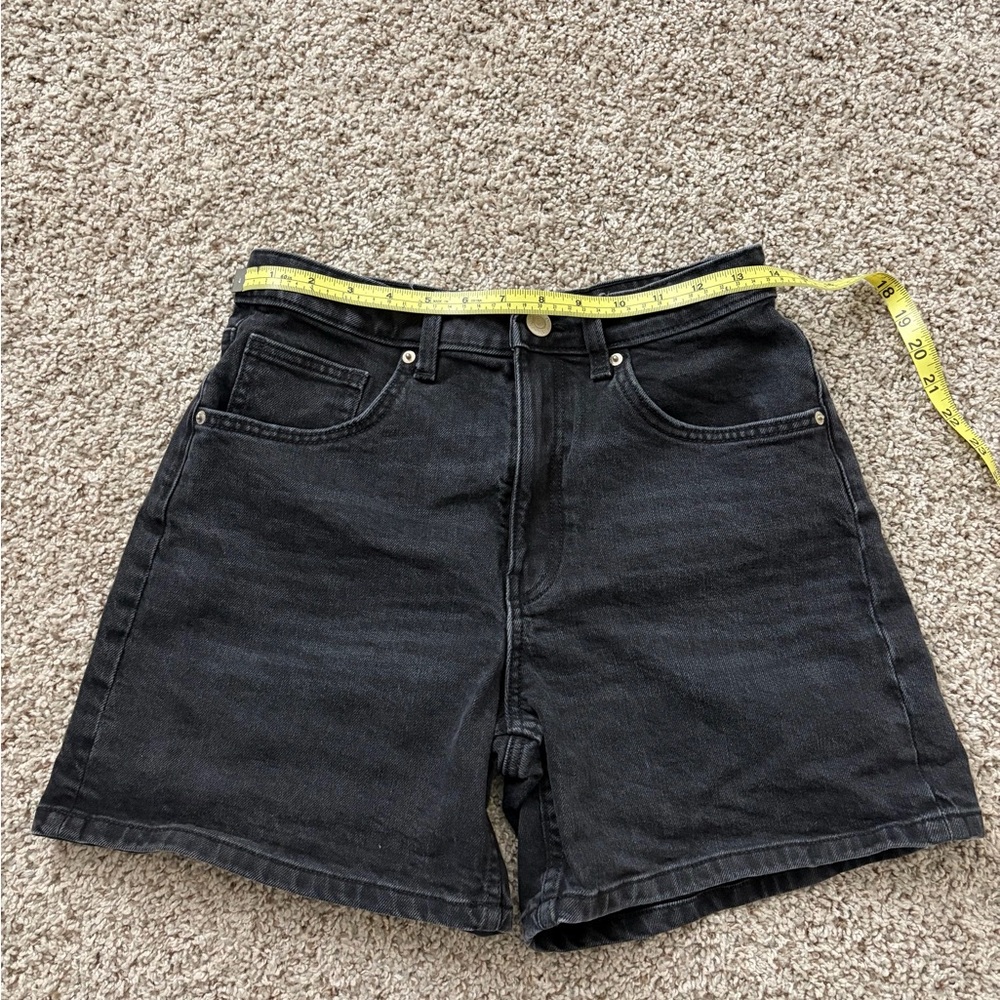 Zara Black Denim High-Rise Shorts